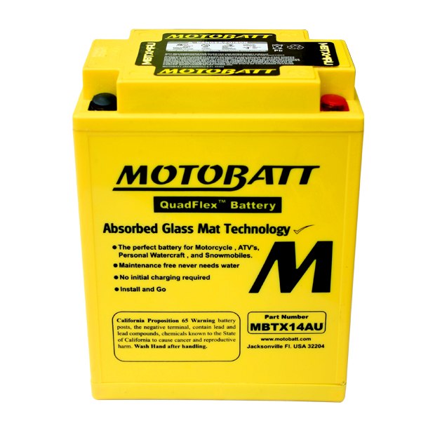 Motobatt Battery For Polaris 500 600 700 Snowmobiles YTX14AH